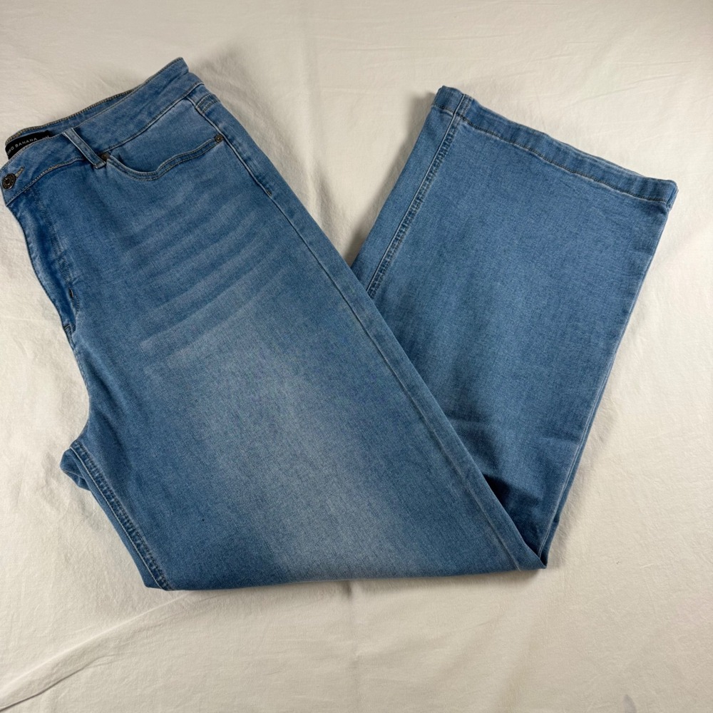 Flying Banana Women's Plus Size 16 Blue High Rise Wide Leg Stretch Jeans  N-1